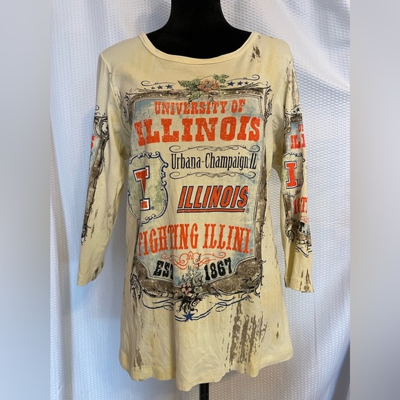 University Of Illinois Fighting Illini Long Sleeve Graphic Tee Size Large - Picture 1 of 6